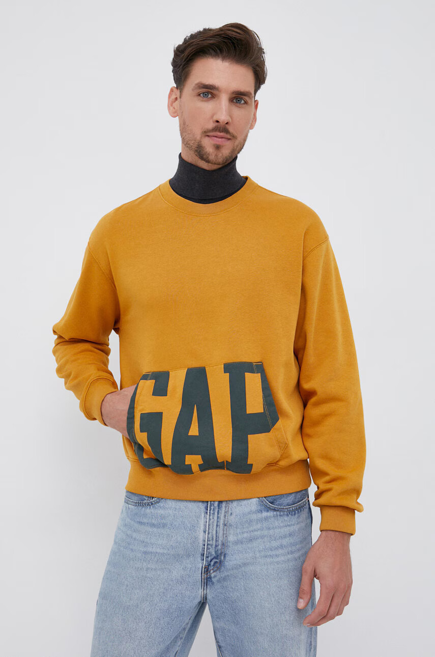 Gap Суичър мъжки в жълто с принт - Pepit.bg