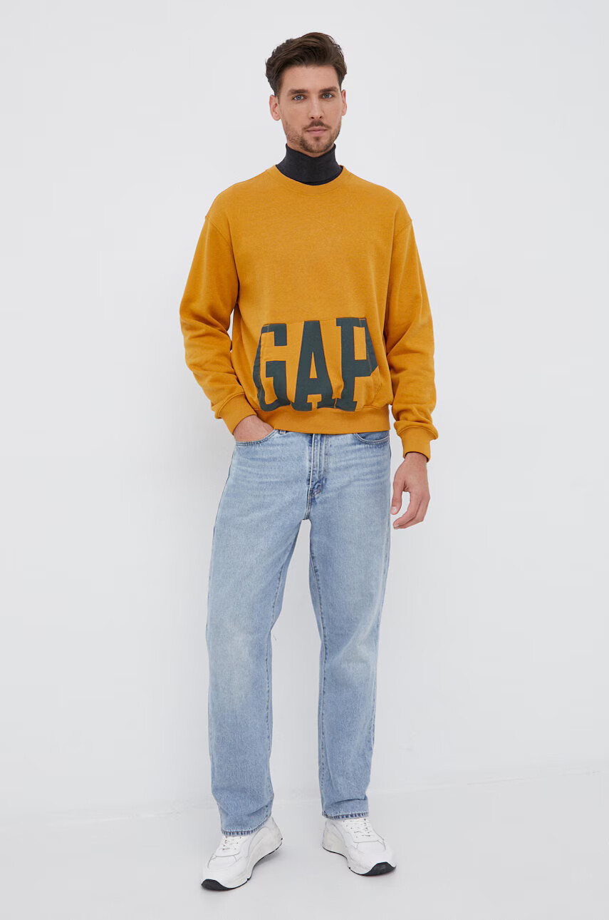 Gap Суичър мъжки в жълто с принт - Pepit.bg