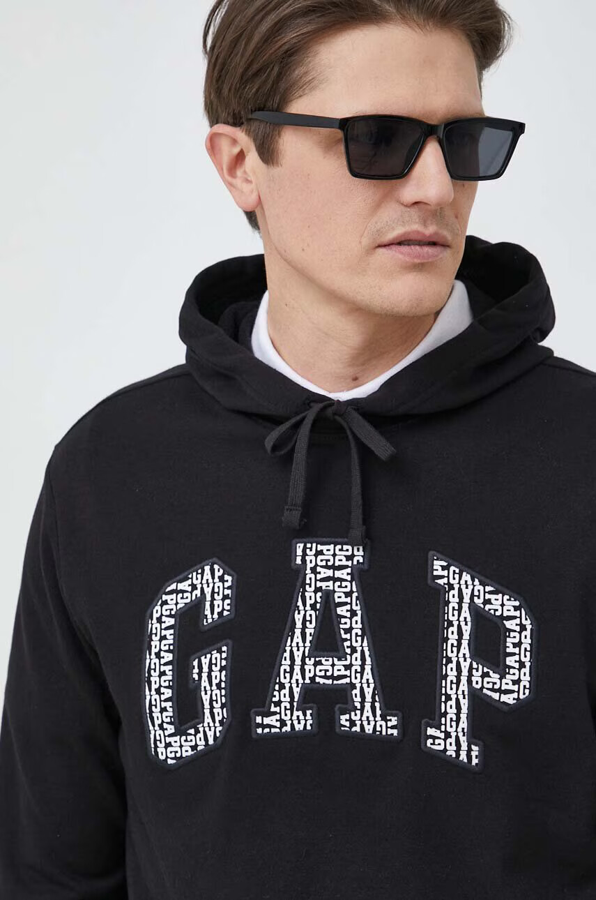Gap Суичър в черно с качулка с принт - Pepit.bg