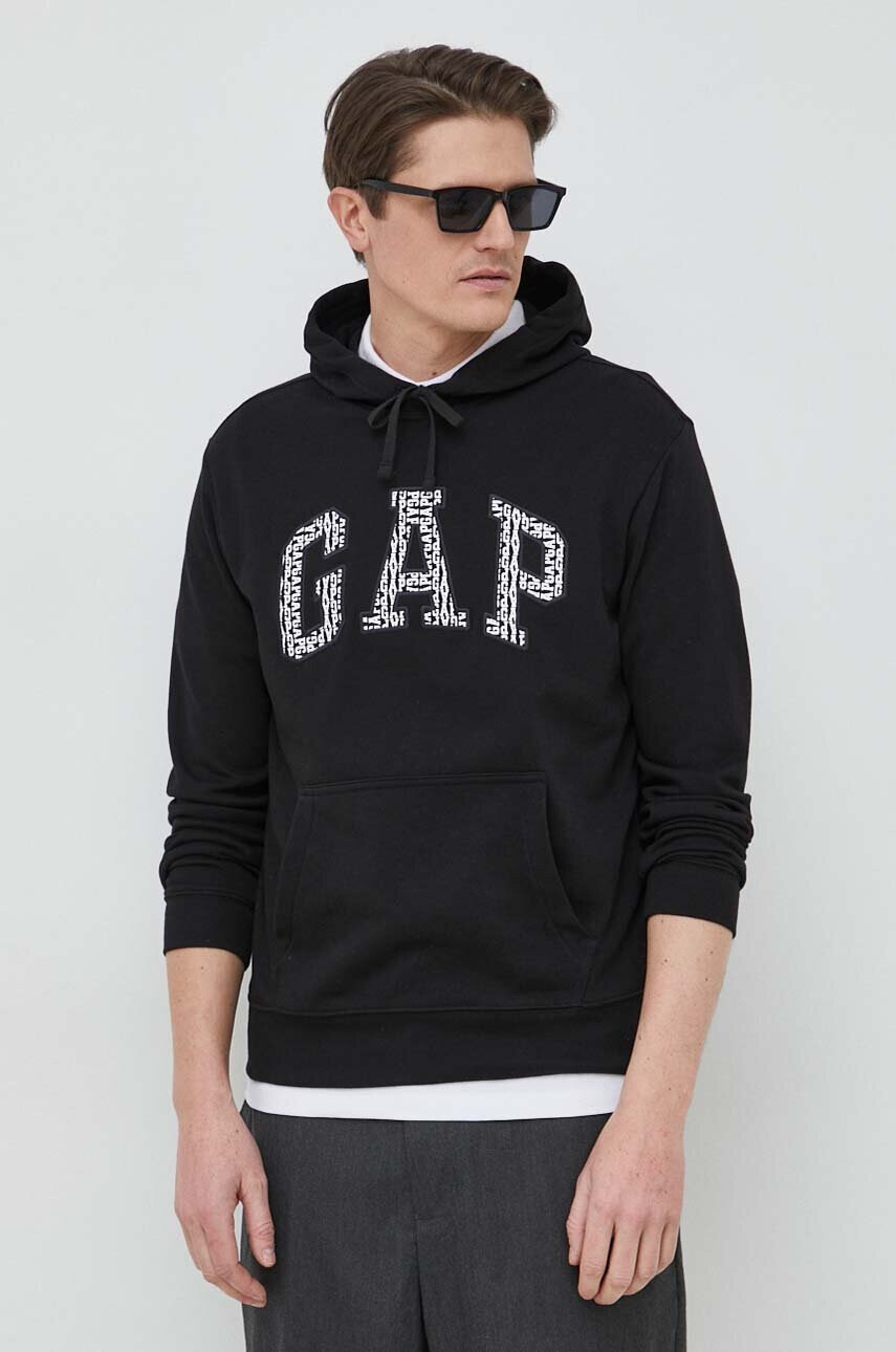 Gap Суичър в черно с качулка с принт - Pepit.bg