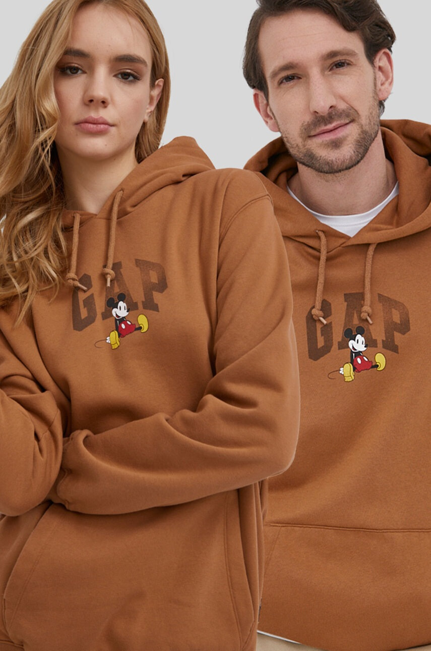 Gap Суичър x Disney в кафяво с принт - Pepit.bg