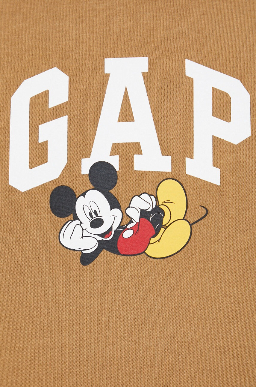 Gap Суичър x Disney в кафяво с качулка с принт - Pepit.bg