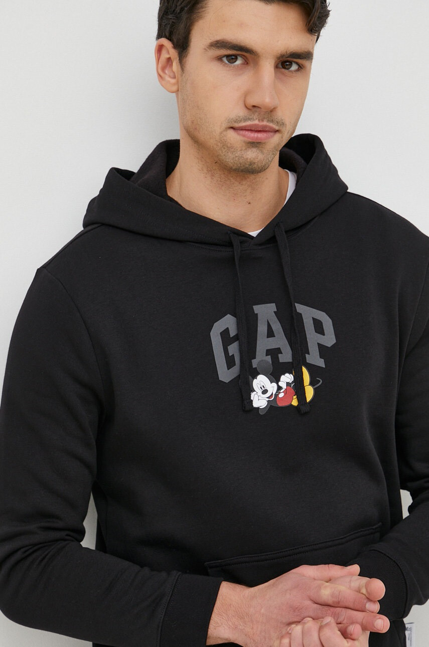Gap Суичър x Disney в черно с качулка с принт - Pepit.bg