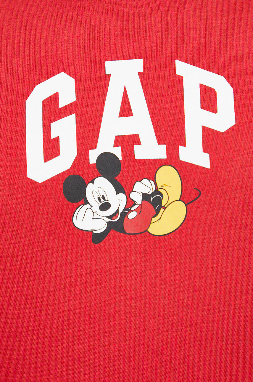 Gap Суичър x Disney в червено с качулка с принт - Pepit.bg