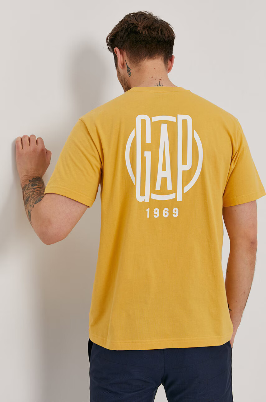 Gap Тениска мъжка в жълто с принт - Pepit.bg