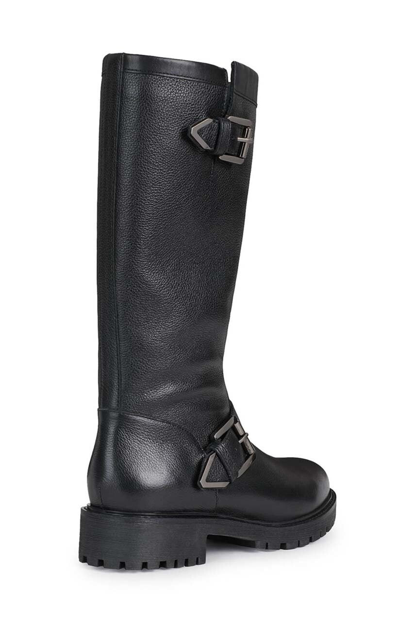 Geox Кожени ботуши D16fth 04643 C9999 D Hoara H в черно с равна подметка - Pepit.bg