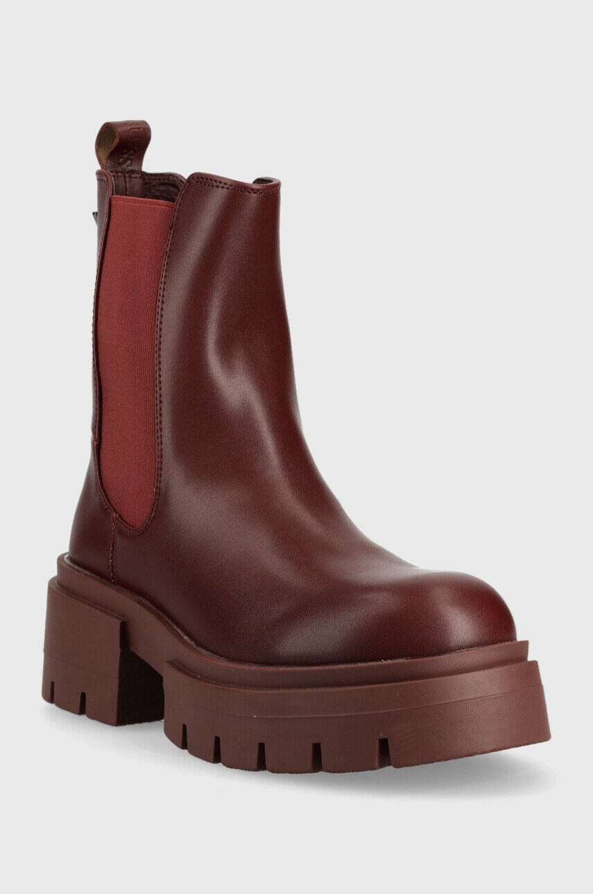 Guess Боти челси Charlotte в бордо с платформа - Pepit.bg