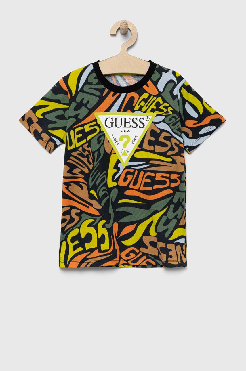 Guess Детска памучна тениска с десен - Pepit.bg