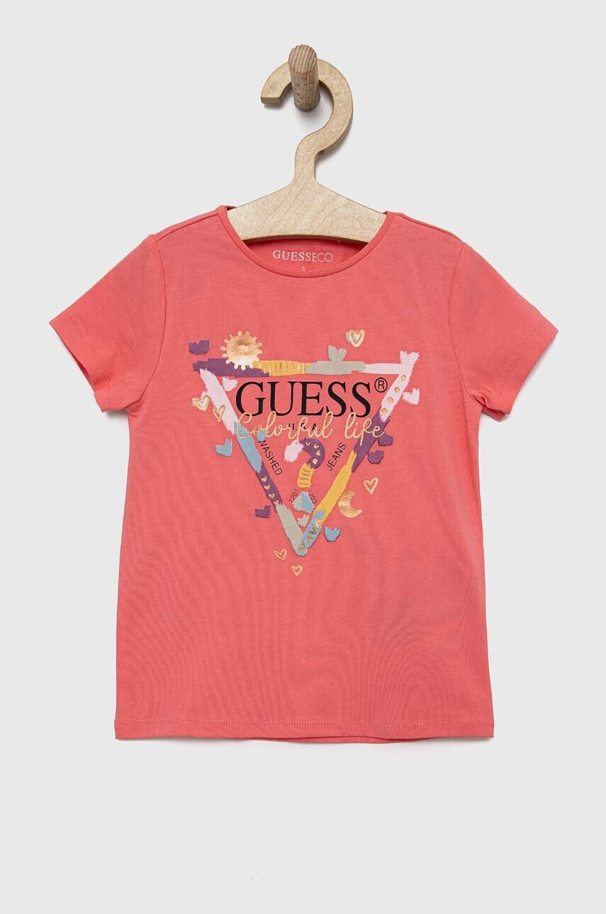 Guess Детска тениска в розово - Pepit.bg