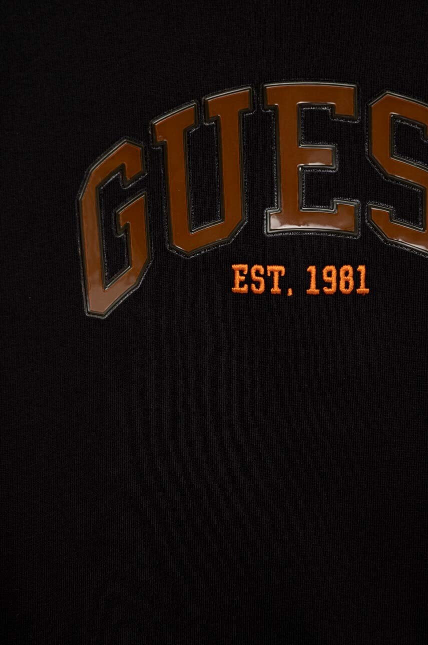 Guess Детски памучен суичър в черно с десен - Pepit.bg