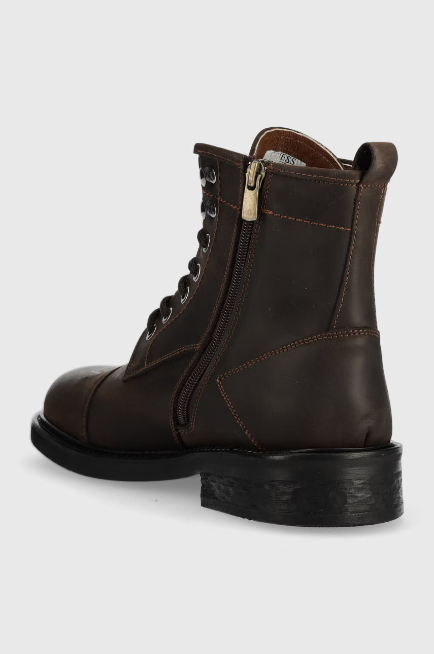 Guess Кожени боти Arco Lace Up мъжки в кафяво - Pepit.bg