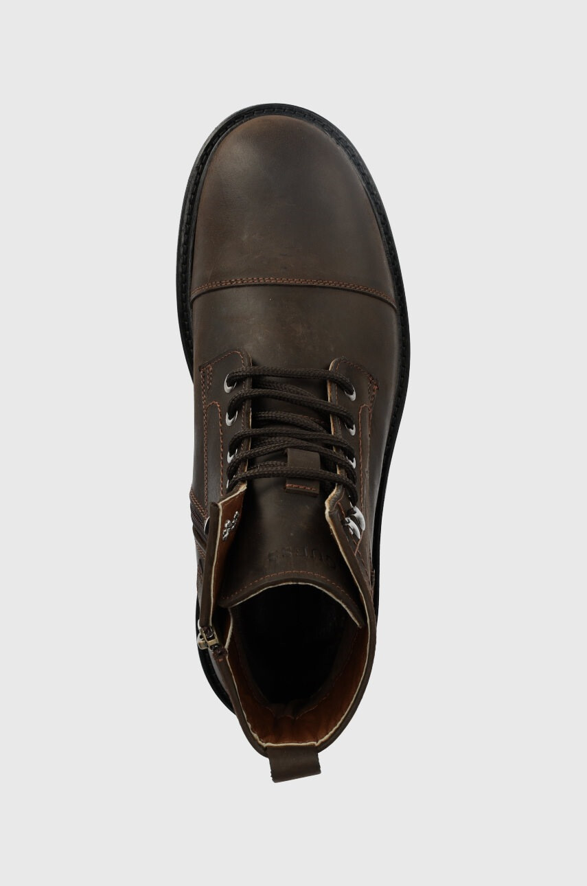Guess Кожени боти Arco Lace Up мъжки в кафяво - Pepit.bg