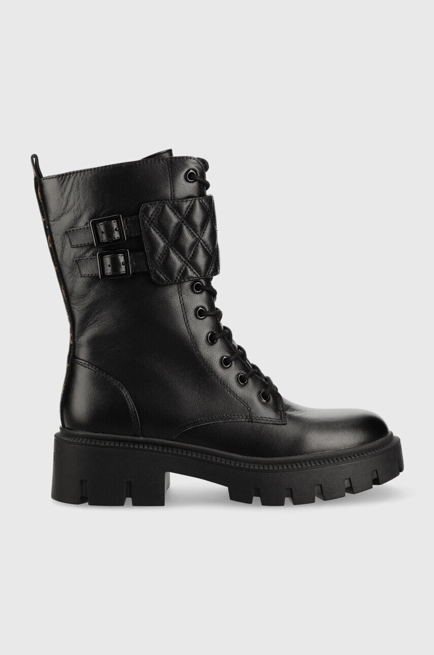 Guess Кожени кубинки Sery в черно с платформа - Pepit.bg