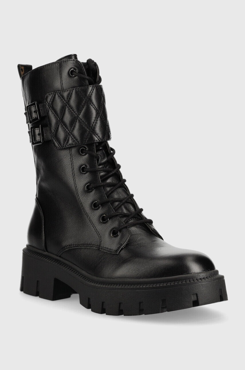 Guess Кожени кубинки Sery в черно с платформа - Pepit.bg