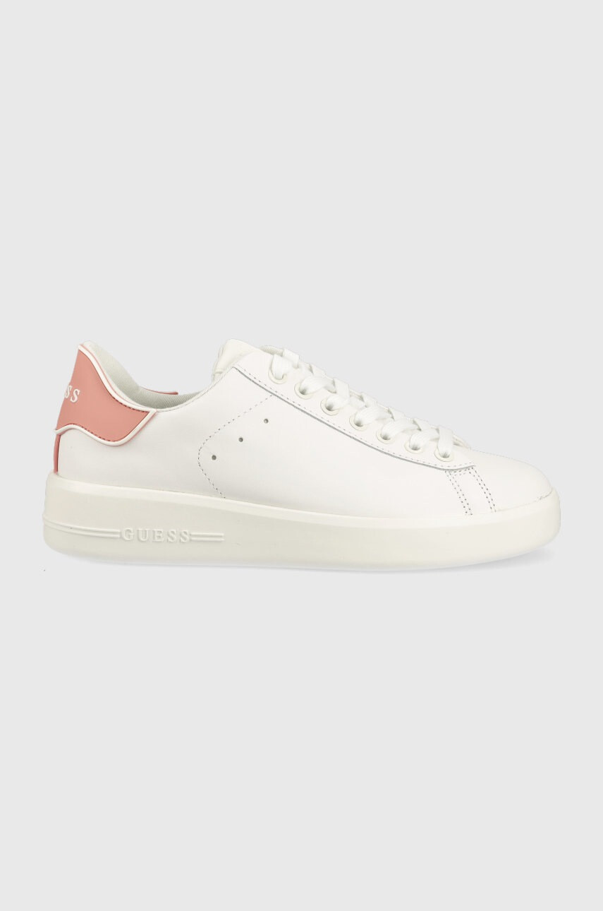 Guess Кожени маратонки Rockie в бяло - Pepit.bg