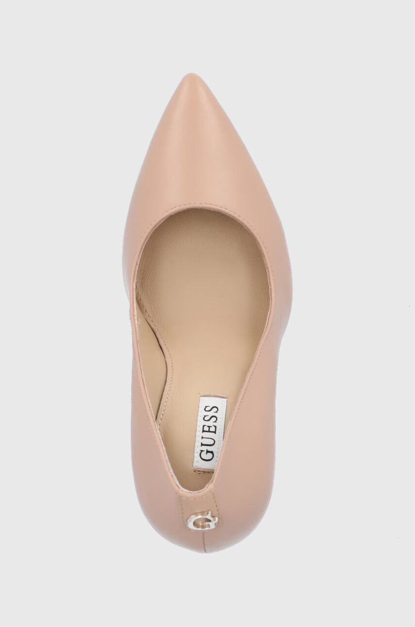 Guess Кожени обувки с висок ток в бежово - Pepit.bg