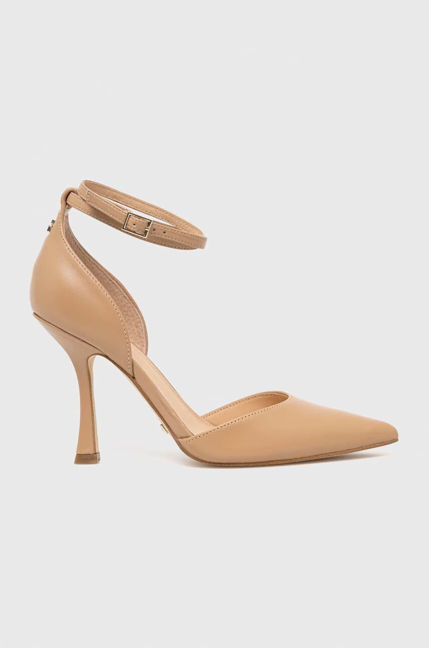 Guess Кожени обувки с висок ток sydnie в бежово - Pepit.bg
