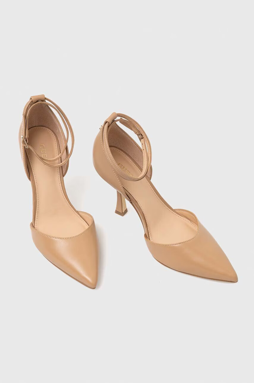 Guess Кожени обувки с висок ток sydnie в бежово - Pepit.bg