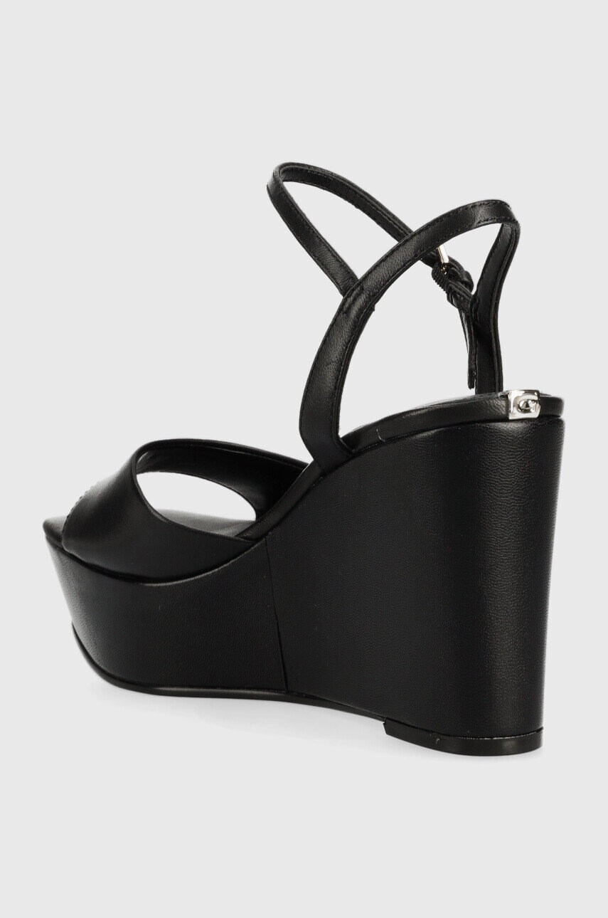 Guess Кожени сандали ZIONE2 в черно със скосена платформа - Pepit.bg