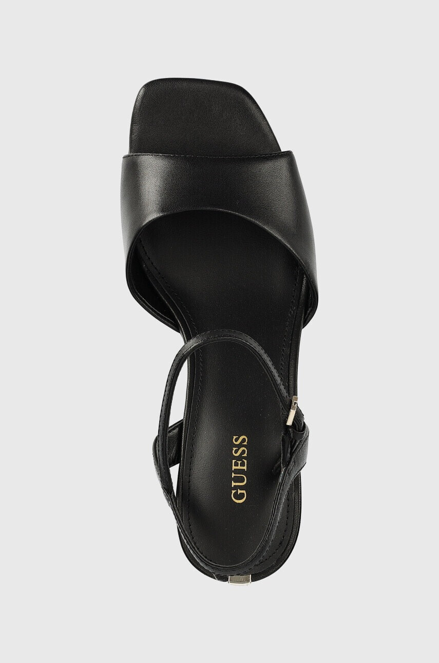 Guess Кожени сандали ZIONE2 в черно със скосена платформа - Pepit.bg