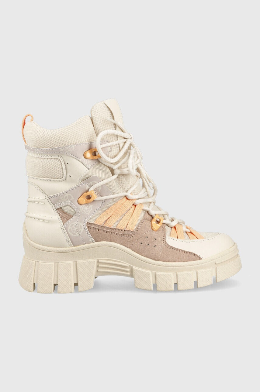 Guess Кубинки Haler3 в бежово с платформа FL5HR3 FAL10 SAND - Pepit.bg