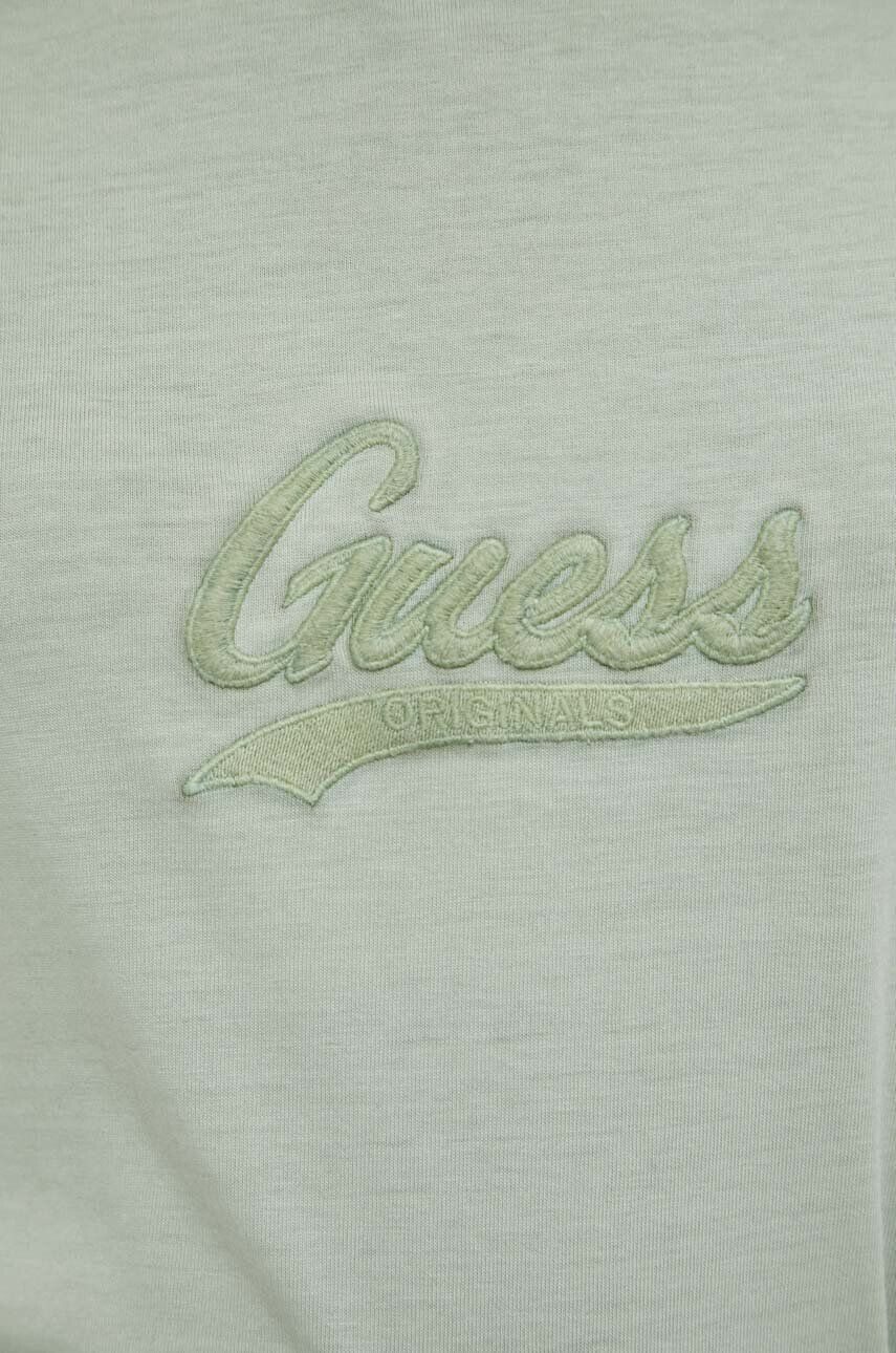 Guess Originals Памучна тениска в зелено с апликация - Pepit.bg