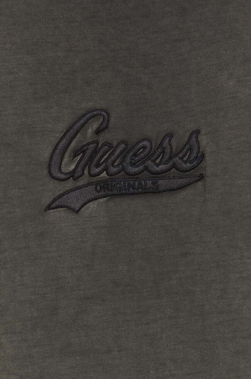 Guess Originals Памучна тениска в кафяво с апликация - Pepit.bg