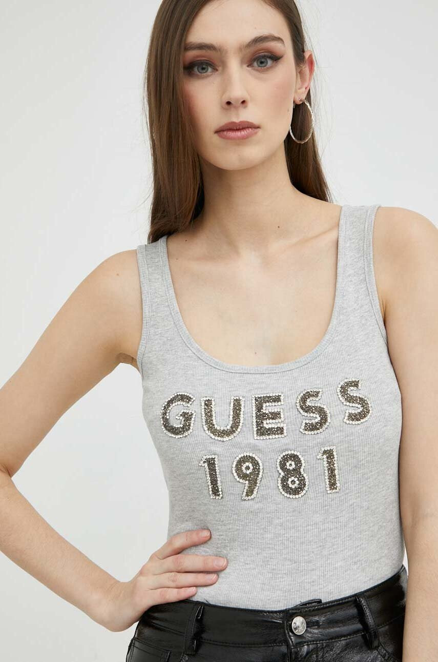 Guess Памучен топ в сиво - Pepit.bg