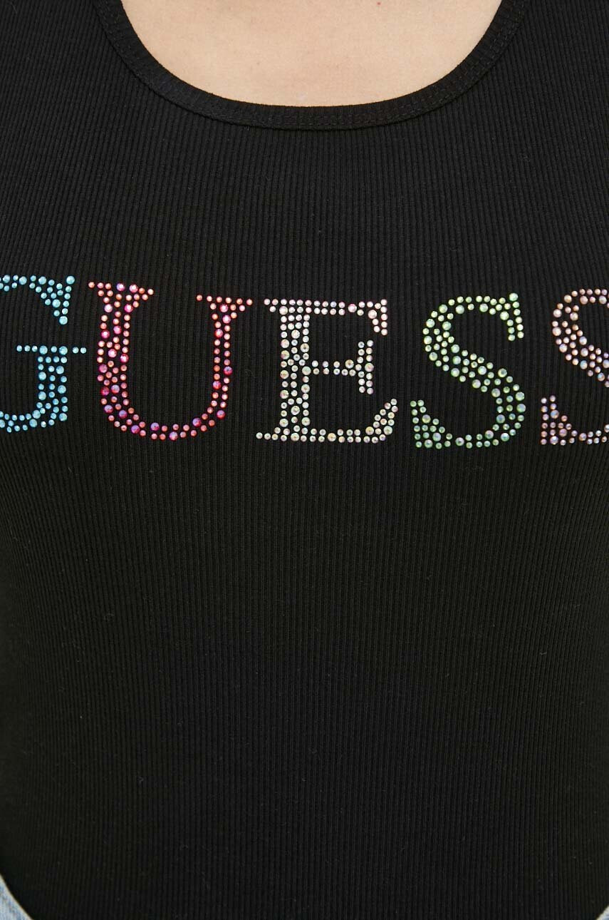 Guess Памучен топ в черно - Pepit.bg