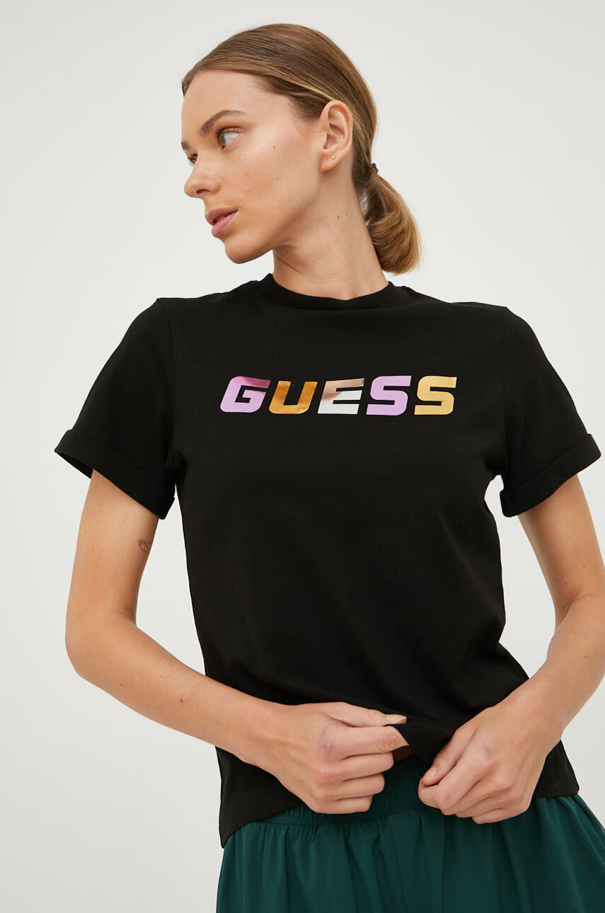 Guess Памучна тениска в зелено - Pepit.bg