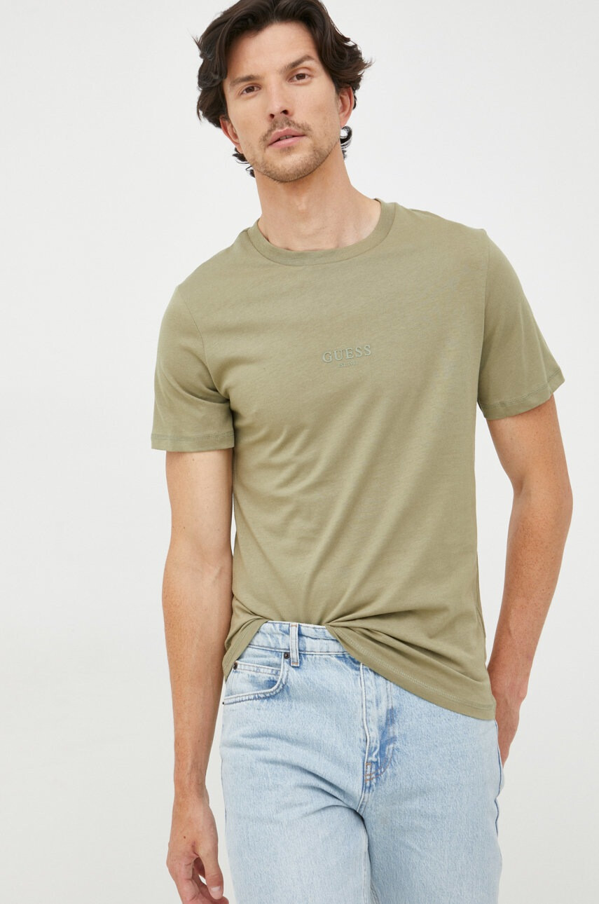 Guess Памучна тениска в розово - Pepit.bg