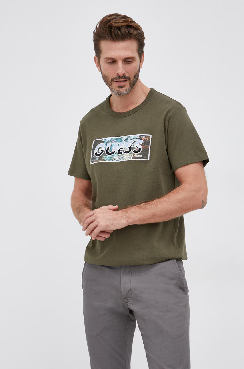 Guess Памучна тениска в лилаво - Pepit.bg