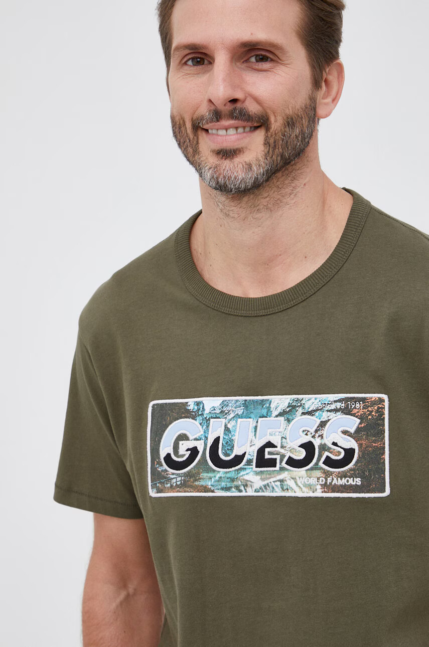 Guess Памучна тениска в лилаво - Pepit.bg