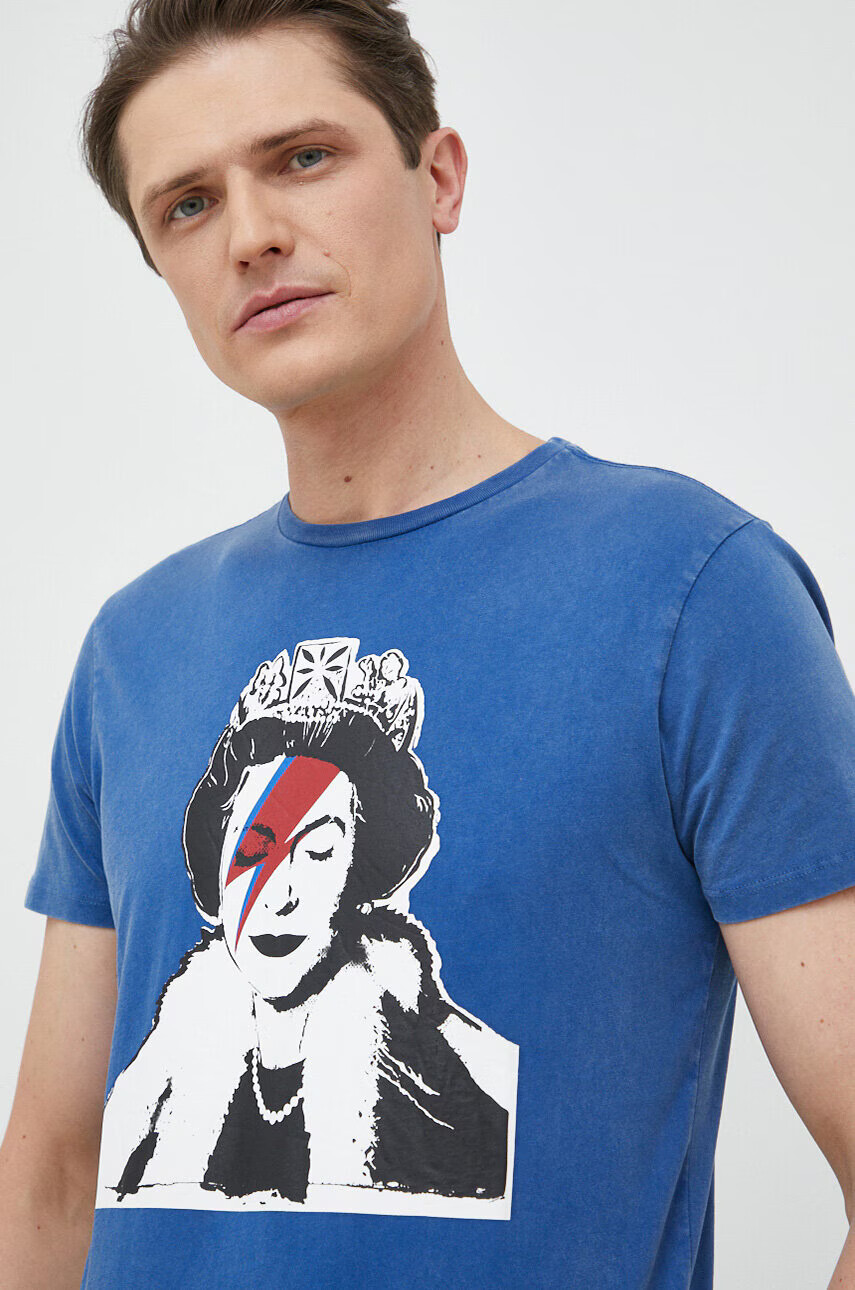 Guess Памучна тениска x Brandalised в синьо с десен - Pepit.bg