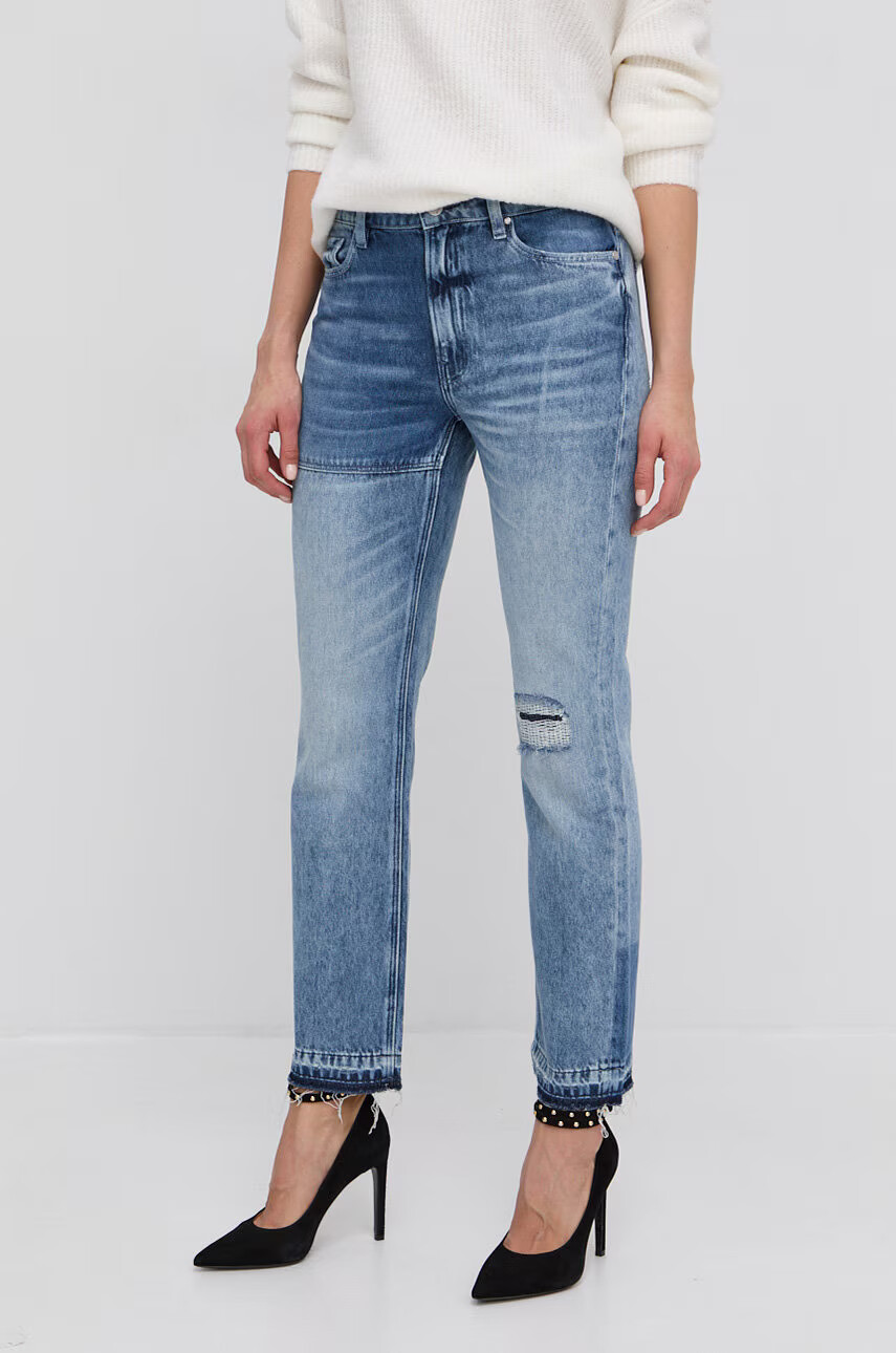 Guess Памучни дънки Girly дамски с висока талия - Pepit.bg