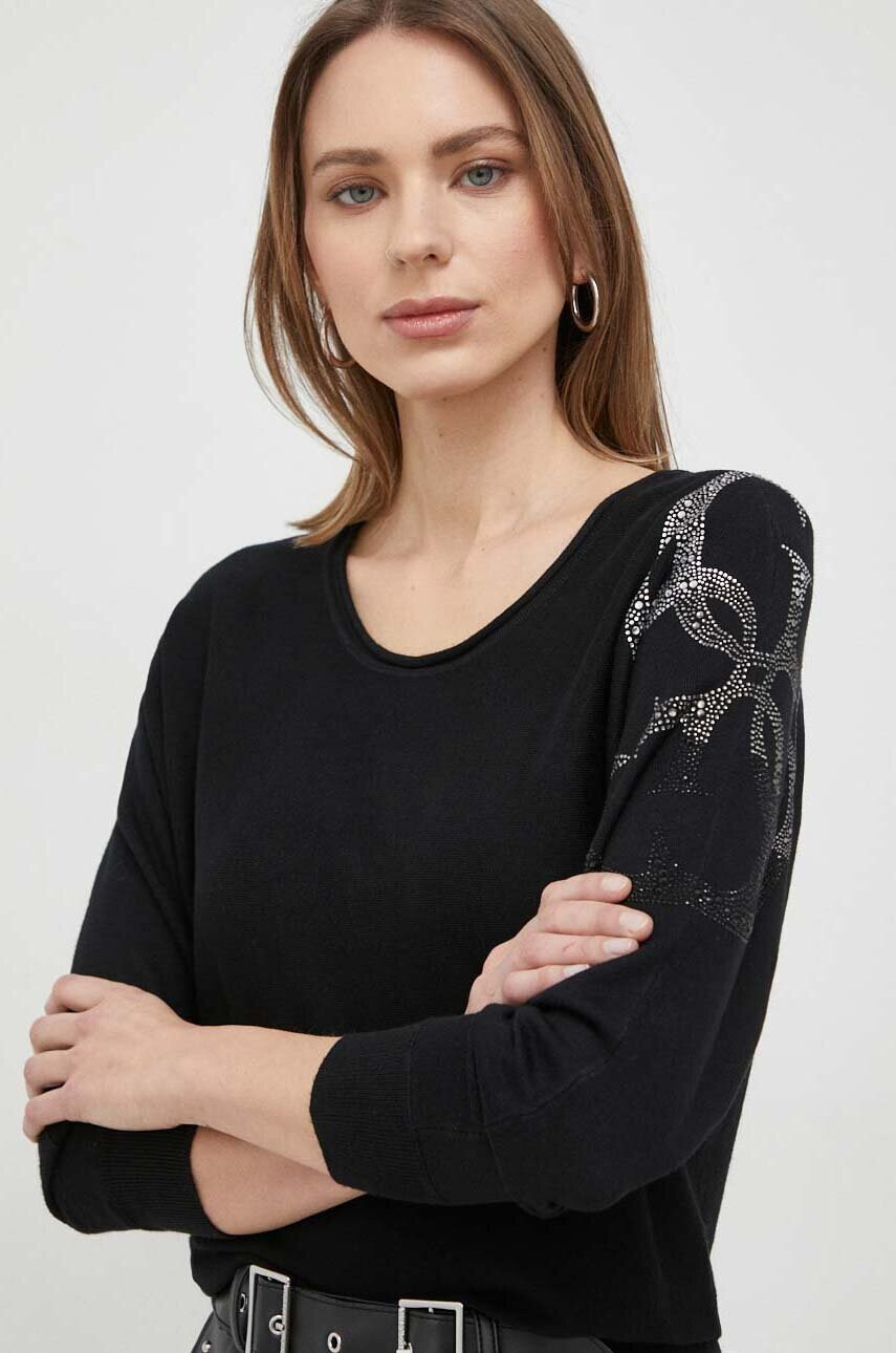 Guess Пуловер дамски в черно от лека материя - Pepit.bg