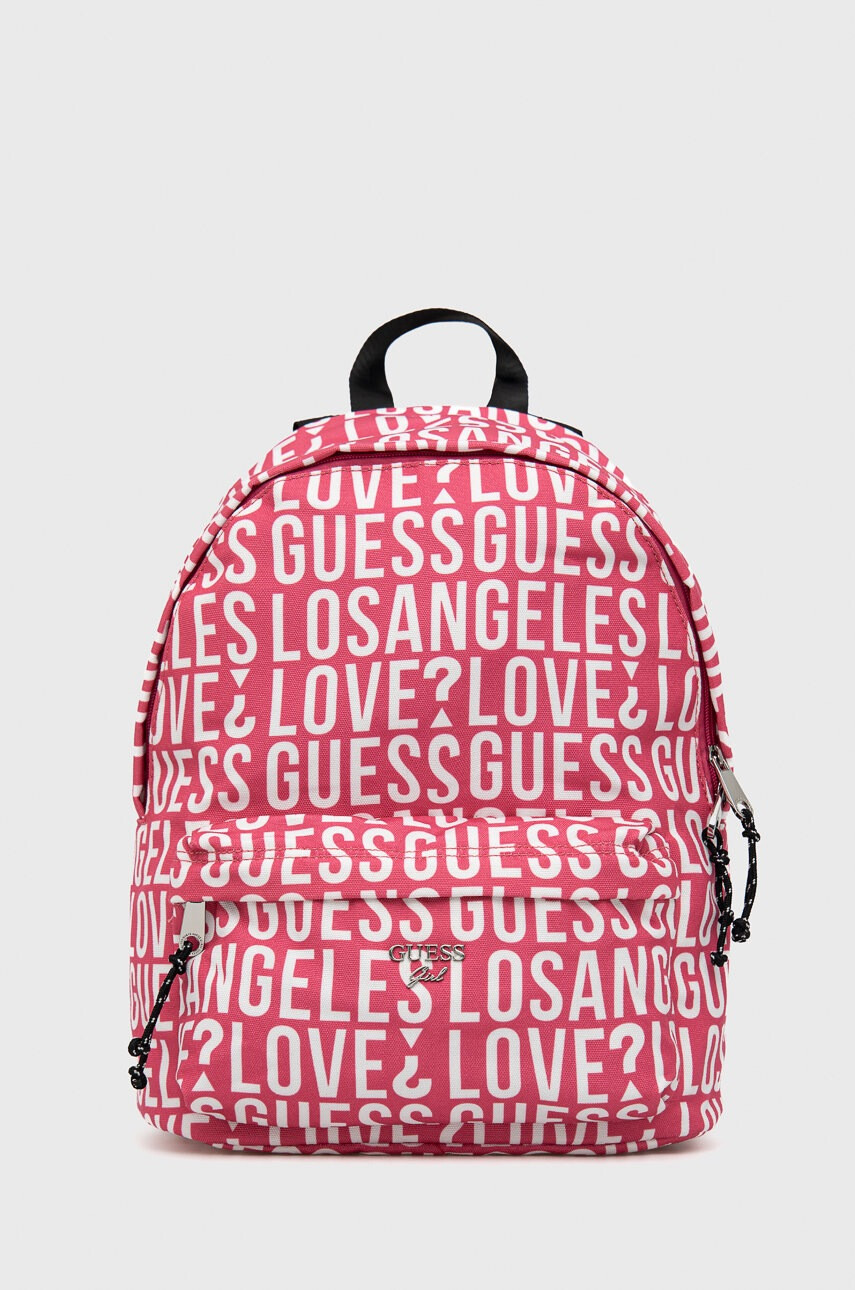 Guess Раница в розово голям размер с десен - Pepit.bg