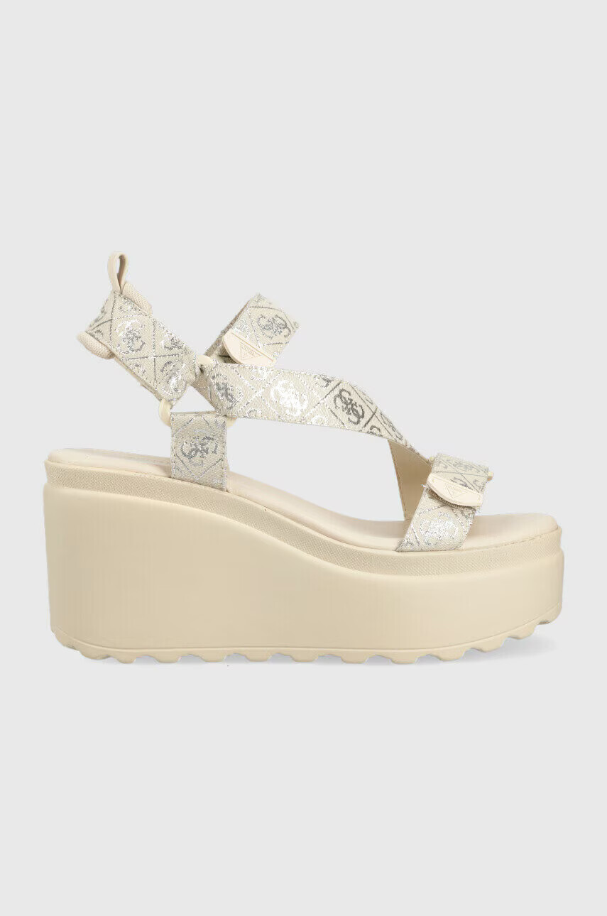 Guess Сандали OCILIA2 в бежово със скосена платформа - Pepit.bg