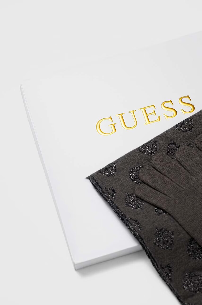 Guess Шал и ръкавици в сиво с десен - Pepit.bg