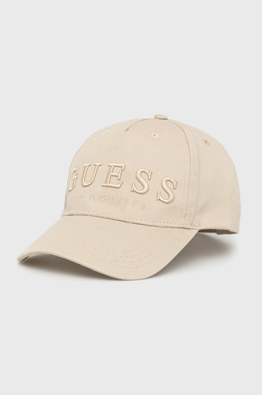 Guess Шапка с козирка в бежово с десен - Pepit.bg