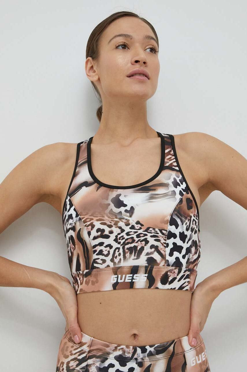 Guess Спортен сутиен в кафяво с десен - Pepit.bg