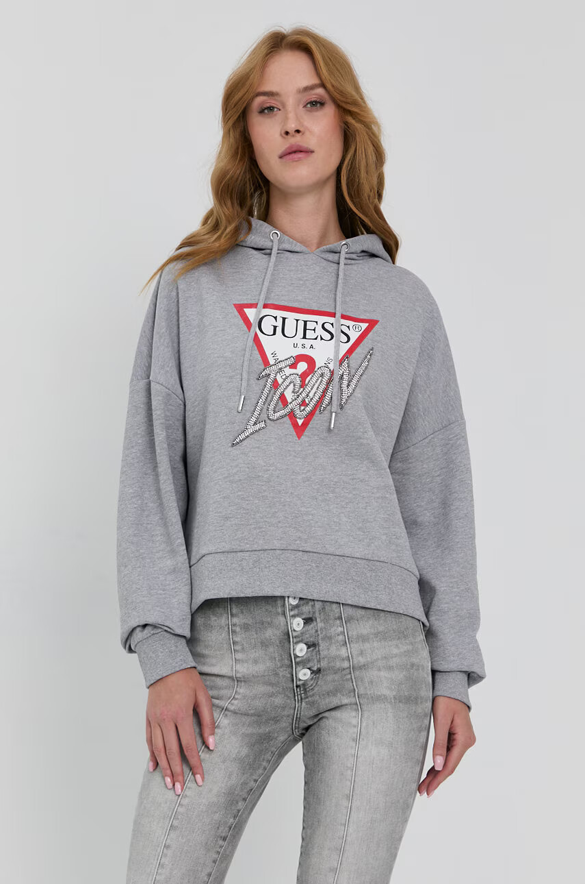 Guess Суичър дамски в сиво с апликация - Pepit.bg