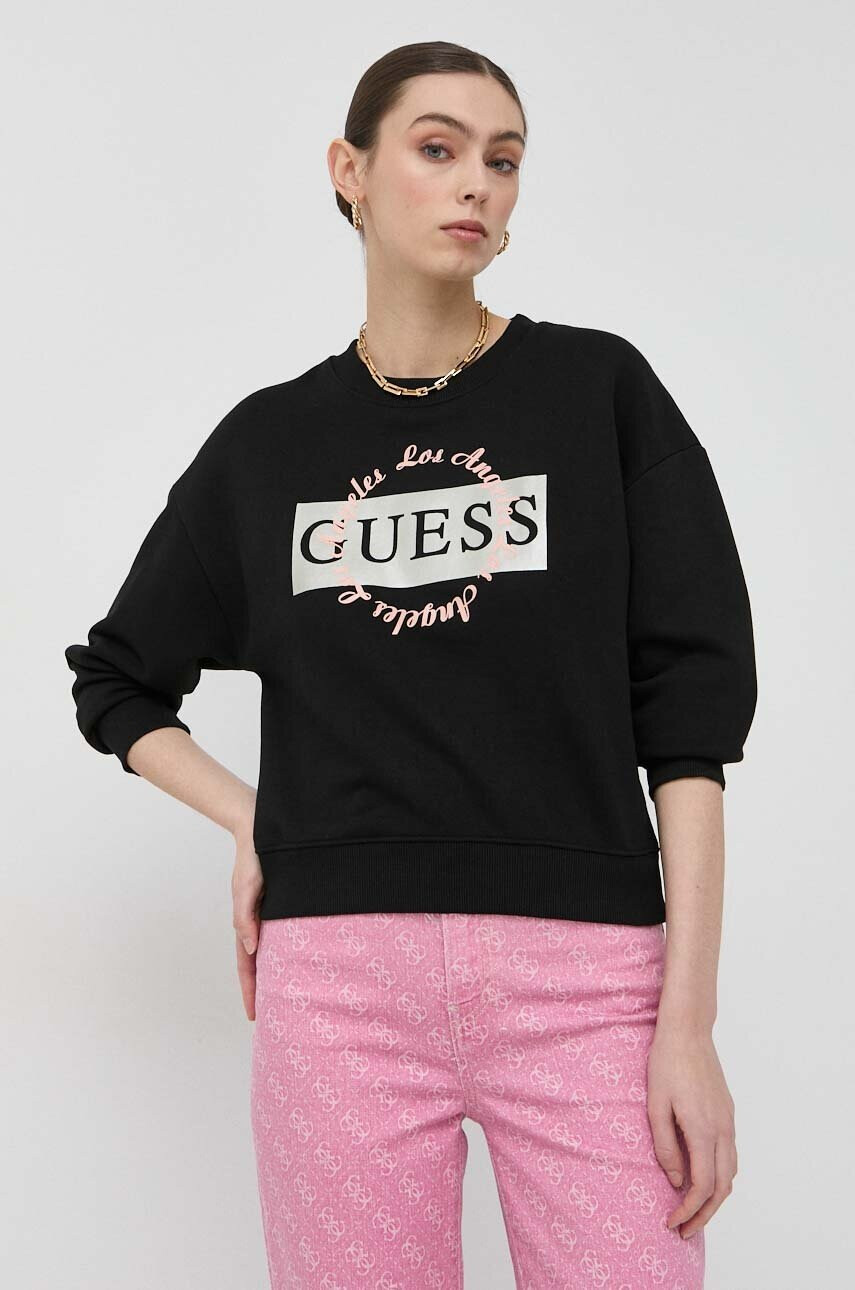 Guess Суичър в черно с принт - Pepit.bg
