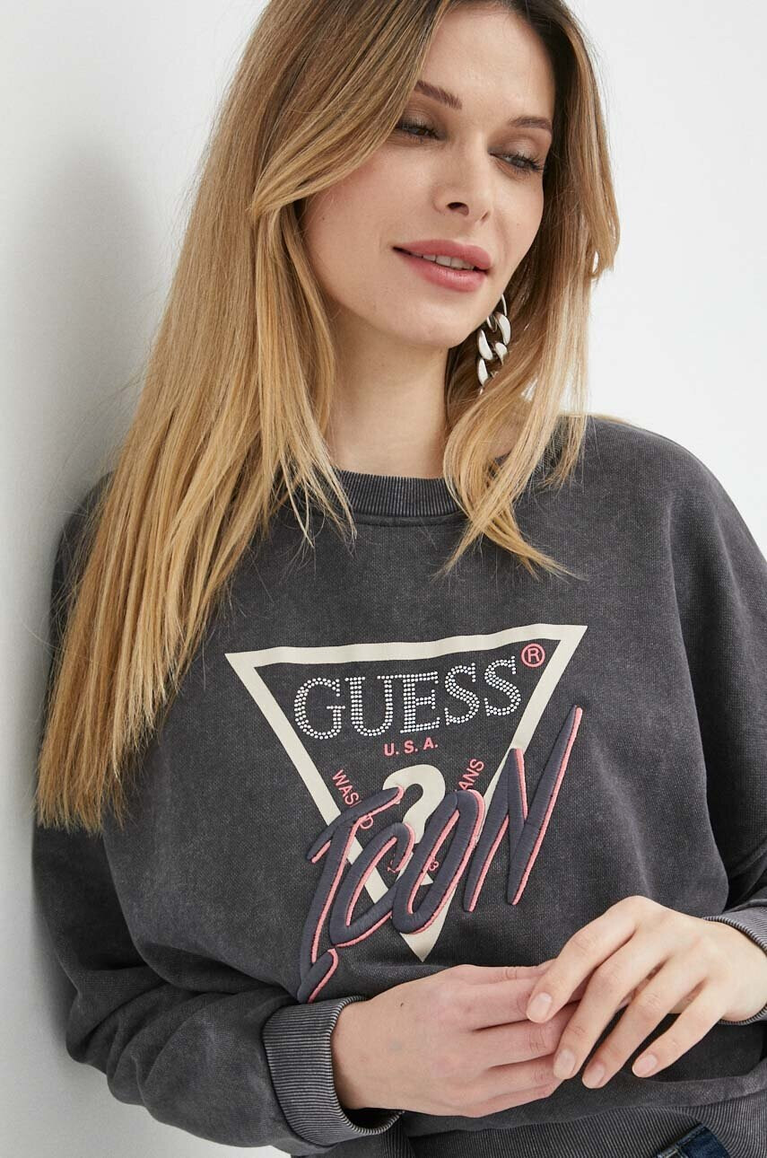 Guess Суичър в сиво с апликация - Pepit.bg