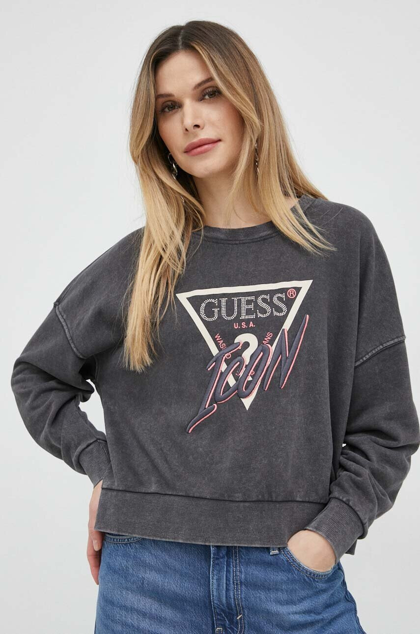 Guess Суичър в сиво с апликация - Pepit.bg