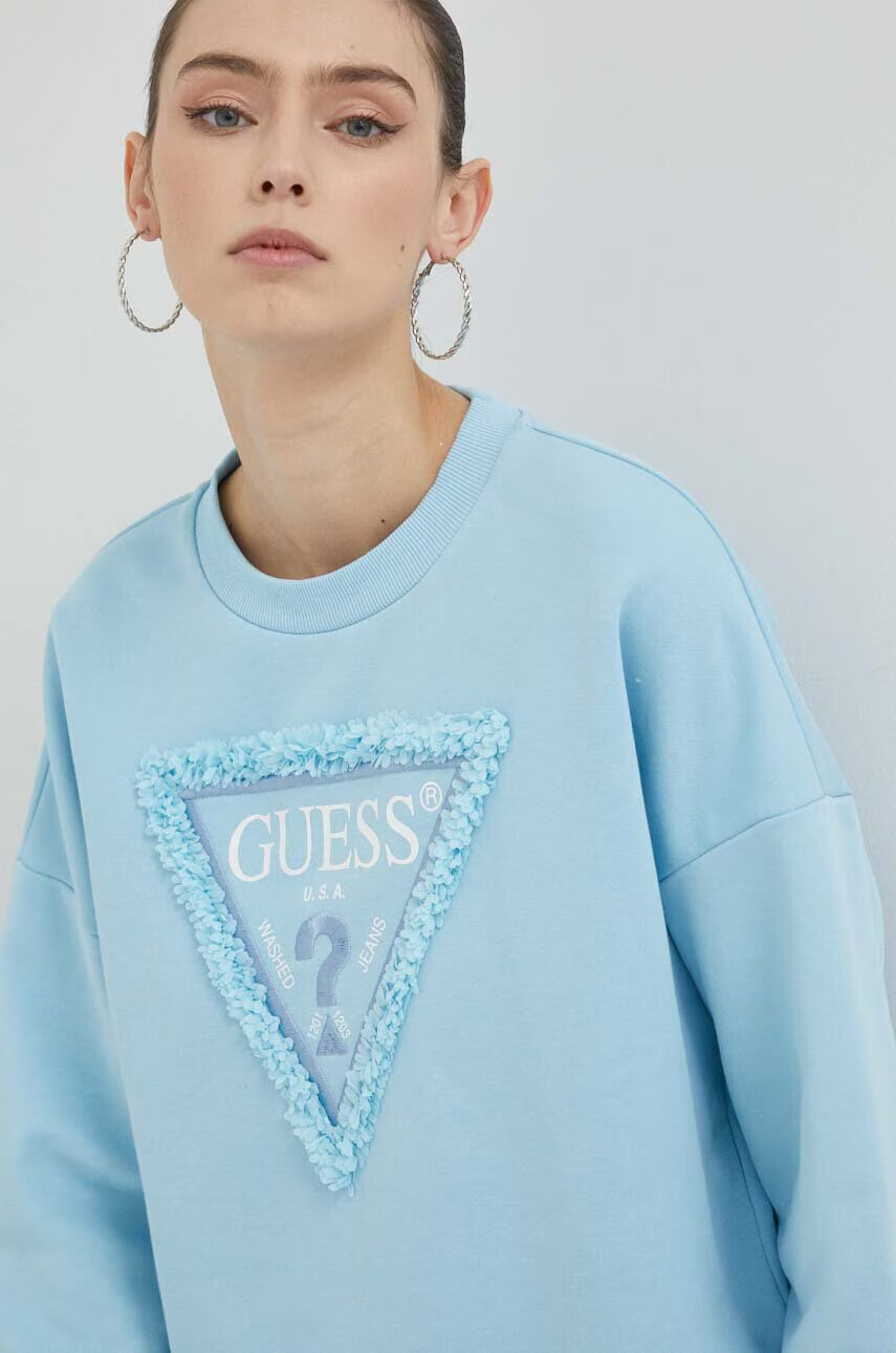 Guess Суичър в синьо с изчистен дизайн - Pepit.bg