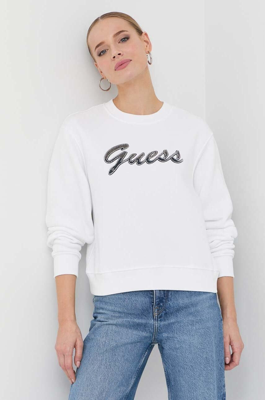 Guess Суичър в бяло с апликация - Pepit.bg