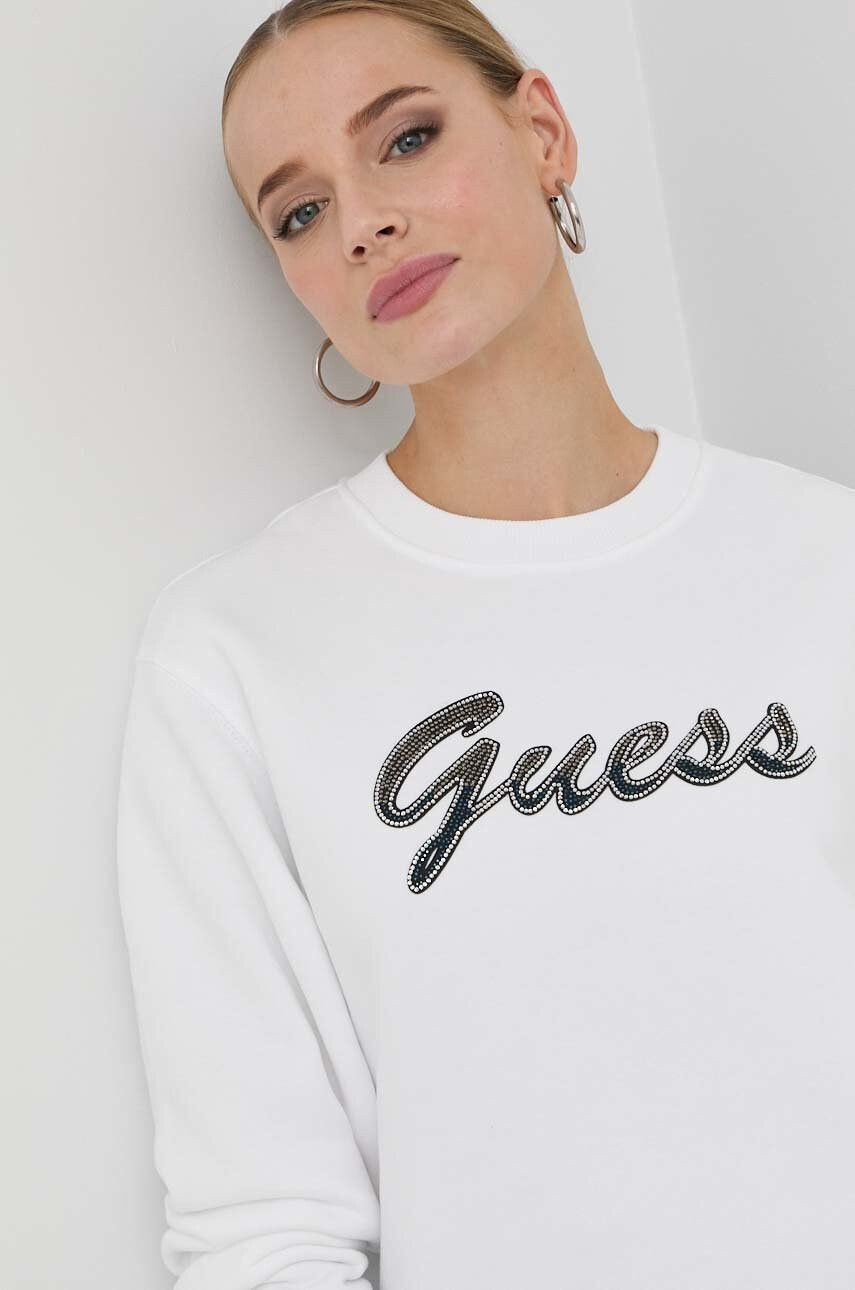 Guess Суичър в бяло с апликация - Pepit.bg