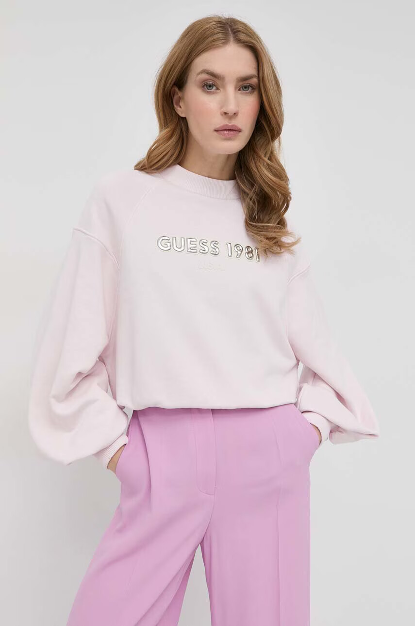 Guess Суичър в розово с апликация - Pepit.bg