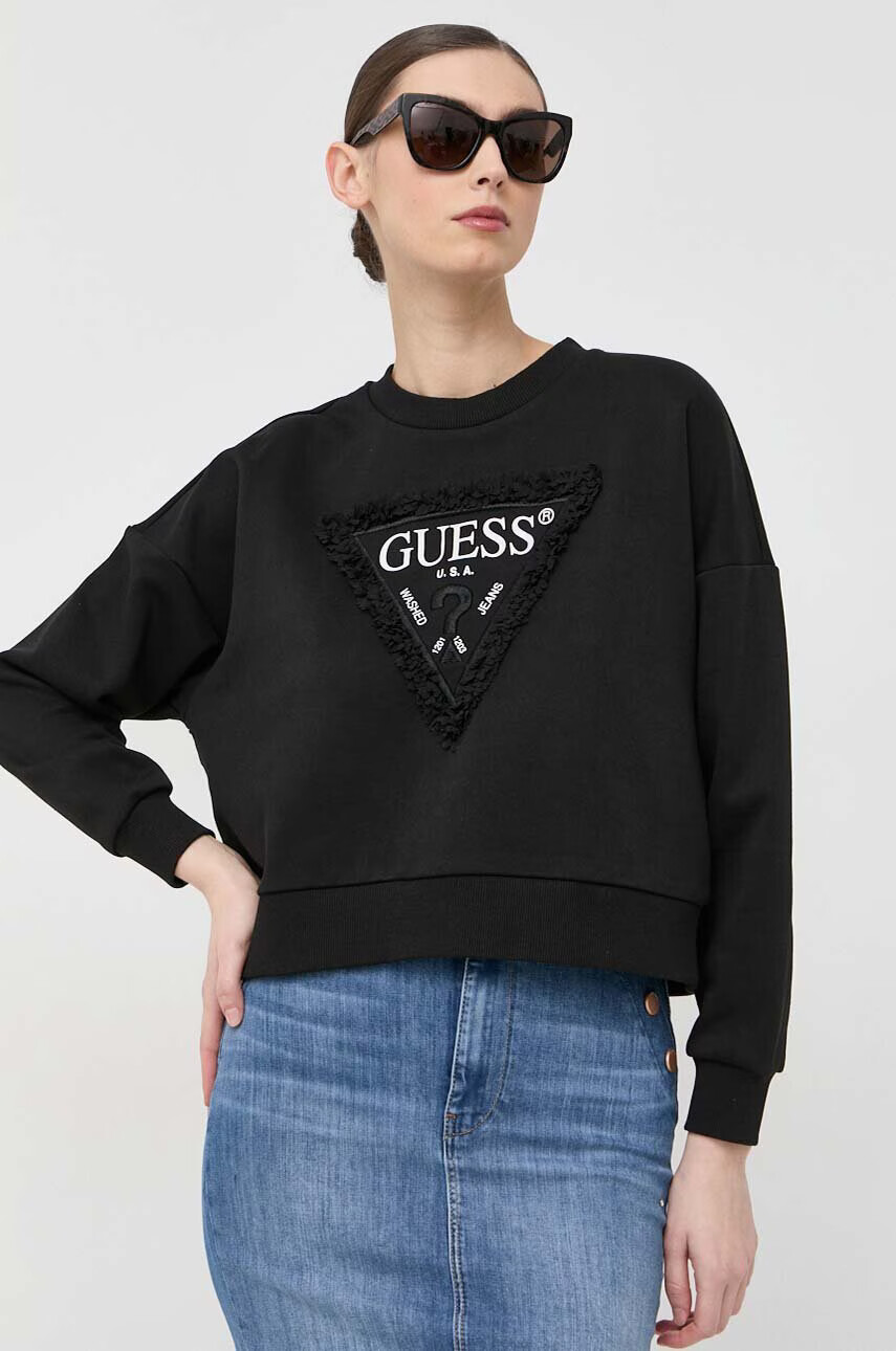 Guess Суичър в черно с изчистен дизайн - Pepit.bg